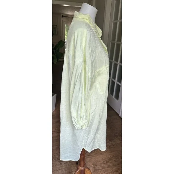 NWT Linen/Rayon Young Fabulous & Broke Lime Yellow Button Down Tunic Dress Sz M - Picture 5 of 7